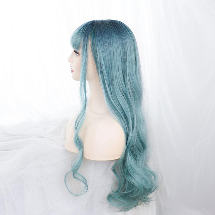 Bybrana Damen Zweifarbige Pony Persönlichkeit Big Wave Synthetische Perücke Hochtemperatur Cosplay