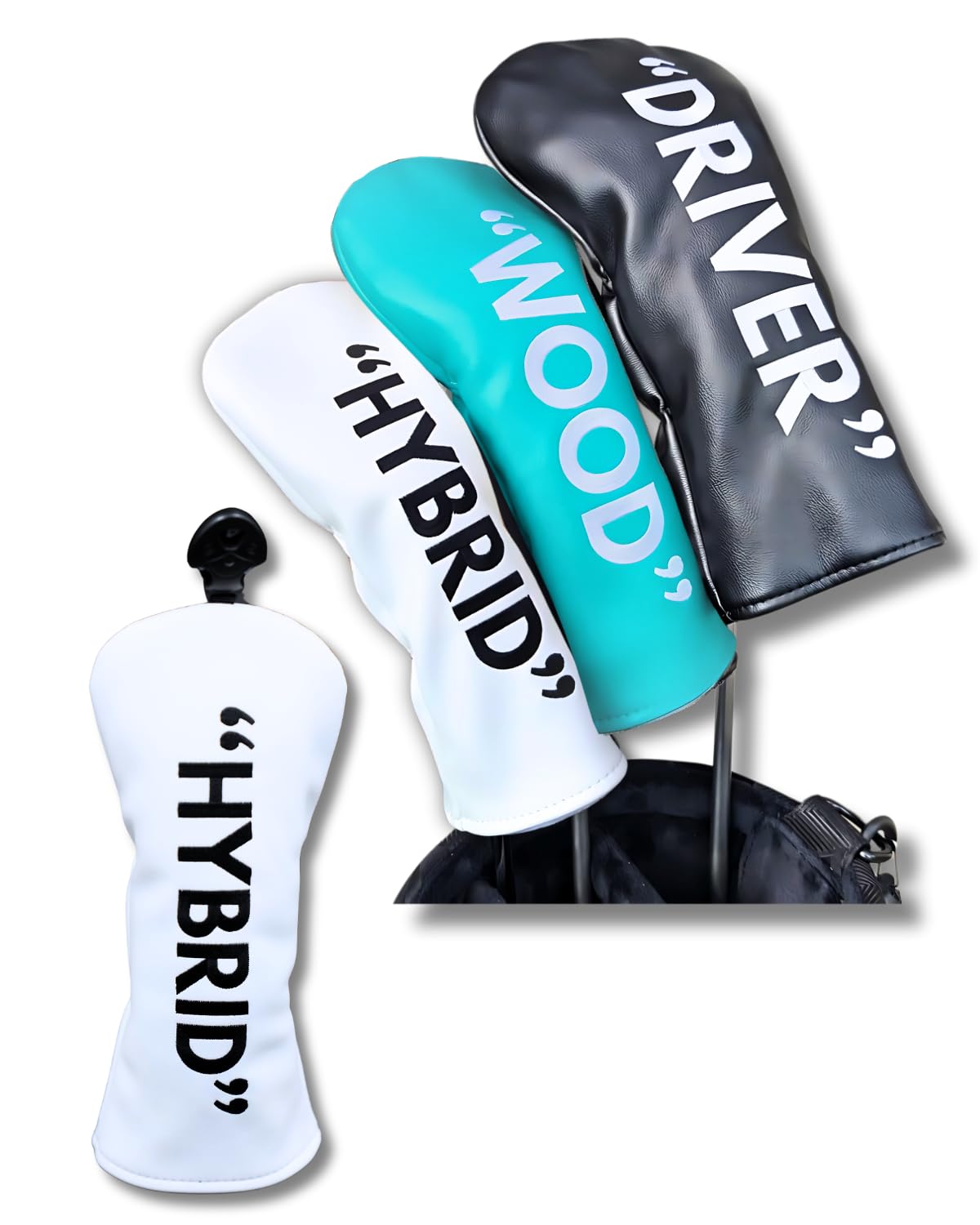 

Pirona Golf Сделано в Японии из премиальной ПУ кожи для фейрвея и включает номер клюшки. Простой дизайн для легкости и доступно в широком диапазоне белый