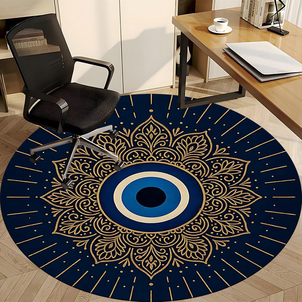 1pc Eagle Eye Mandala Office Round Area Rug, Indoor Mat Suitable For Office, Under Office Chairs Bedroom Living Room Home Decor, Room Deco