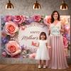 Greeting Background Botanical Holiday Display Happy Mother's Day Background Greenery Ornament Mother's Day Backdrop