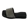 Women Summer Outer Wear Summer Open Toe Casual Flat Low Heel Fashion Square Toe Rhinestone Going Out Slippers Women