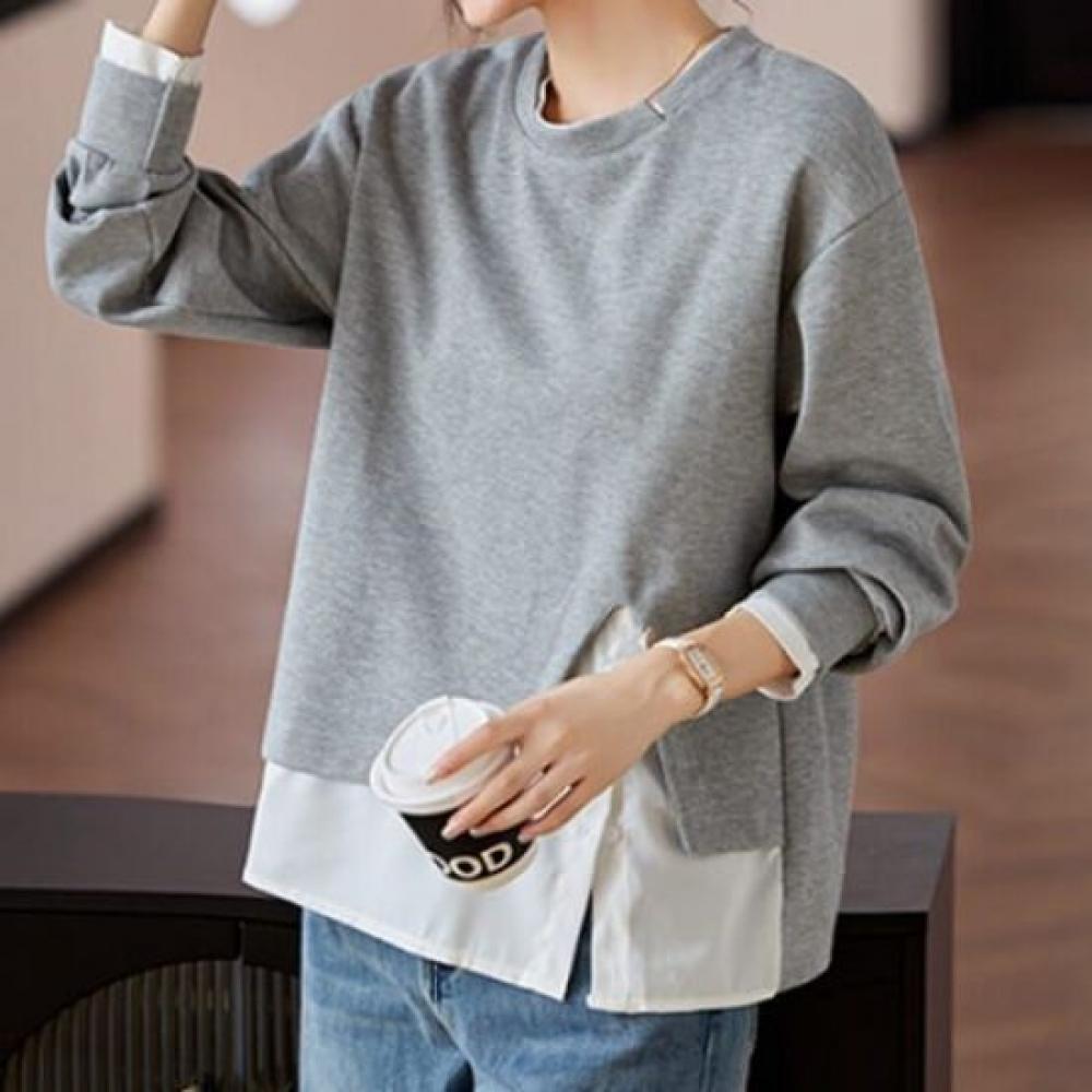 Navava Women Layered Two In One Long Sleeve Sweatshirt Nt2253