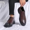 High Quality Leather Men Casual Brogues Shoes Breathable Mens Dress Shoes Italian Luxury Brand Lace-Up Non-slip Men Driving Shoe