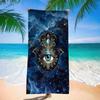 Blaues Hamsa-Hand & Böser Blick Strandtuch Super Saugfähig Schnelltrocknend Mikrofaser Boho Spirituelles Muster Decke für Picknick & Outdoor