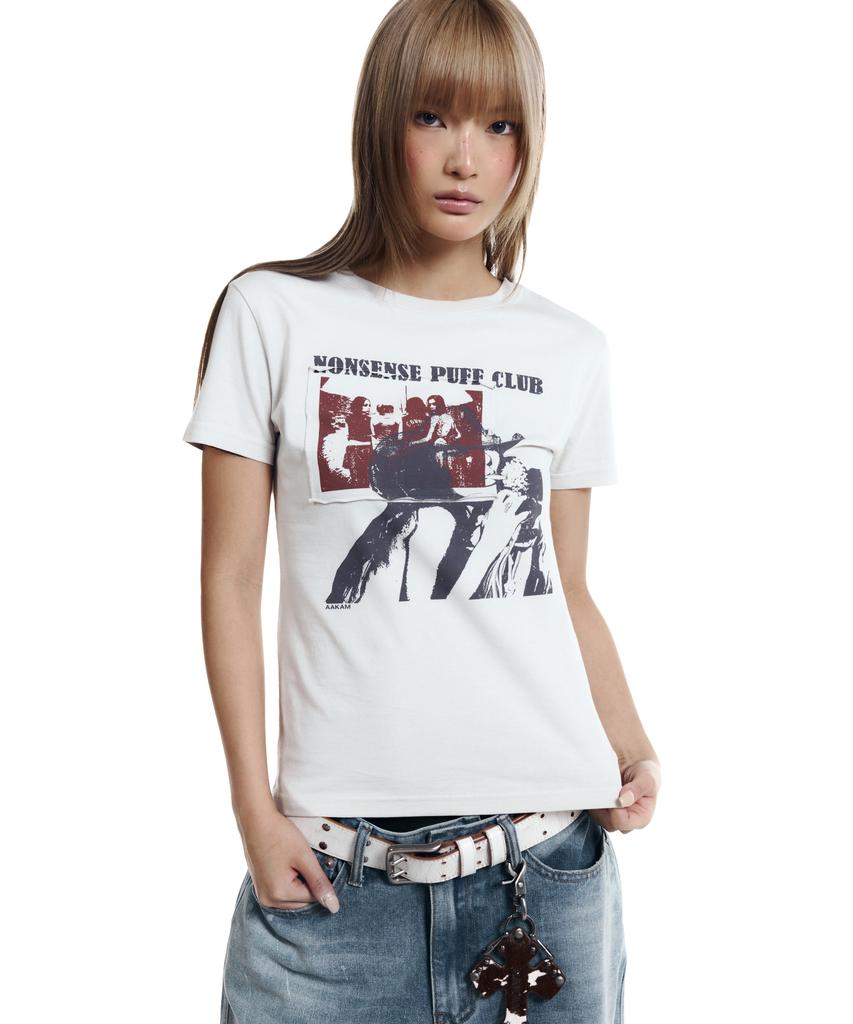 AAKAM Nonsense Puff Club Half Top (Beige)
