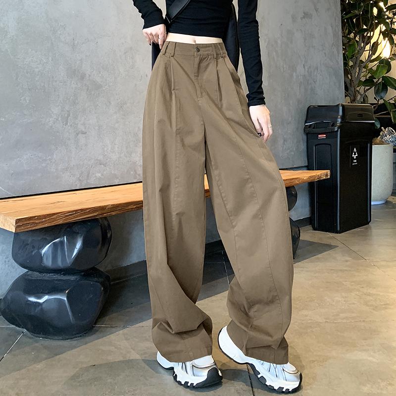 

Women s Khaki High-Waist Wide-Leg Work Pants - Spring 2025 Collection L кофейный
