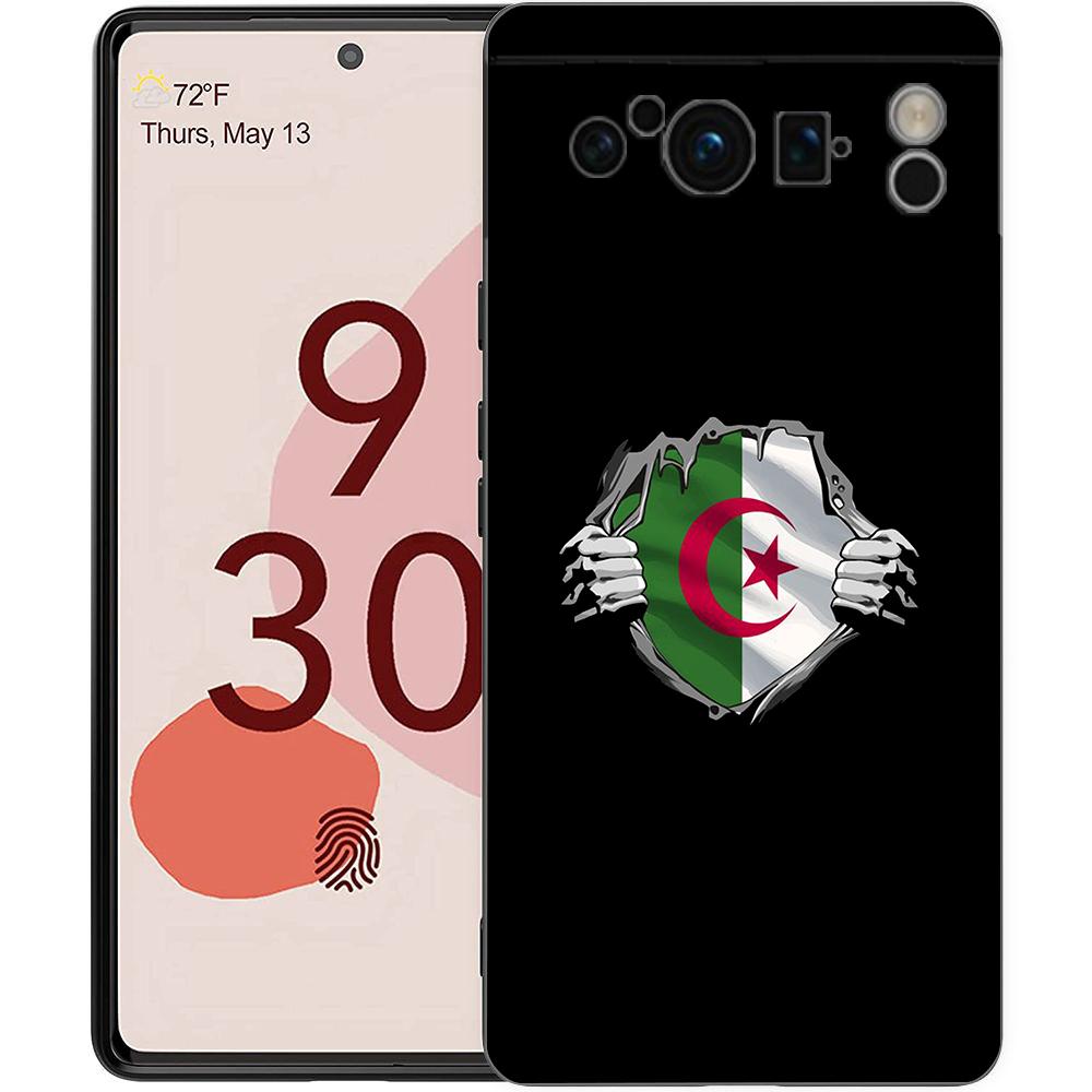 Phone Case For Google Pixel 8 A 7 6 Pro 6A 5G Black Soft Shockproof Back Cover Silicone TPU Shell Coque Algeria Flag