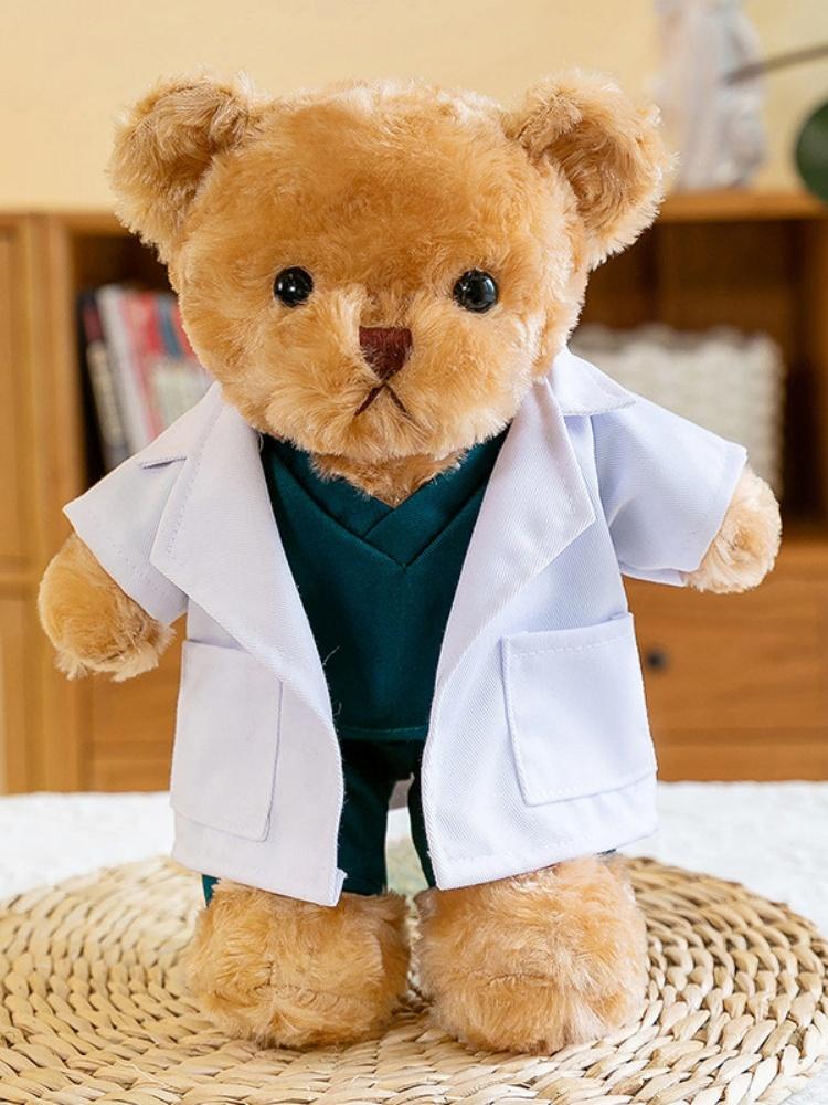 30cm Cute Soft Nurse Teddy Bear Plush Stuffed Doll Pink Uniform White Angel Nurse Little Bear Doll Doctor Little Bear Toy Gift