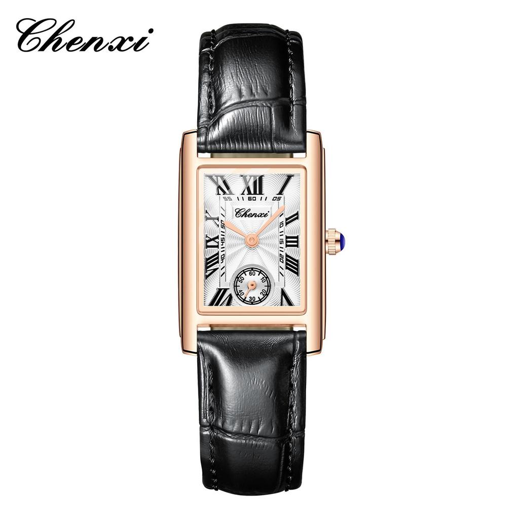 Douyin Trendy Square Quarzuhr mit Lederarmband – Marke Morning Dawn für Herren