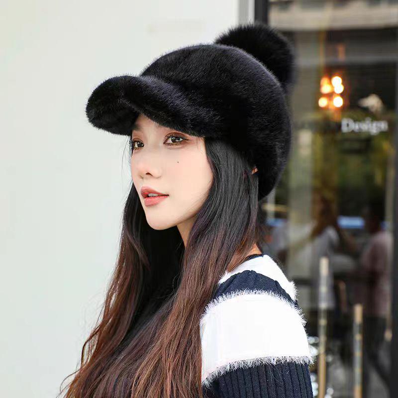 Women's Winter Faux Mink Fur Hat - Thick, Warm, Trendy Knight Hat Baseball Cap