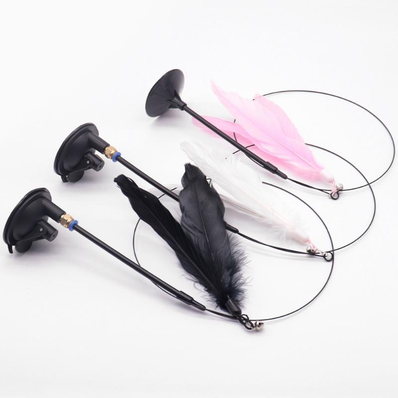 Pet Cat Boredom Toys, Suction Cups, Cat Toys, Long Rods, Self-entertaining Cat Toys, Bell Feather Cat Toys