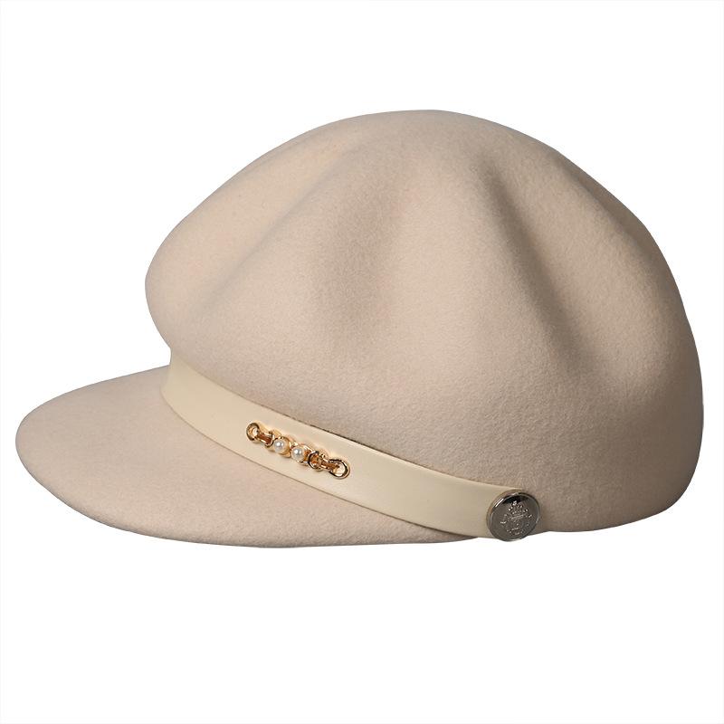 Autumn and Winter New Top Hat Wool Cap Fashionable Elegant Hat Women's Trendy Woolen Hat Fashionable Star Anise Felt Hat