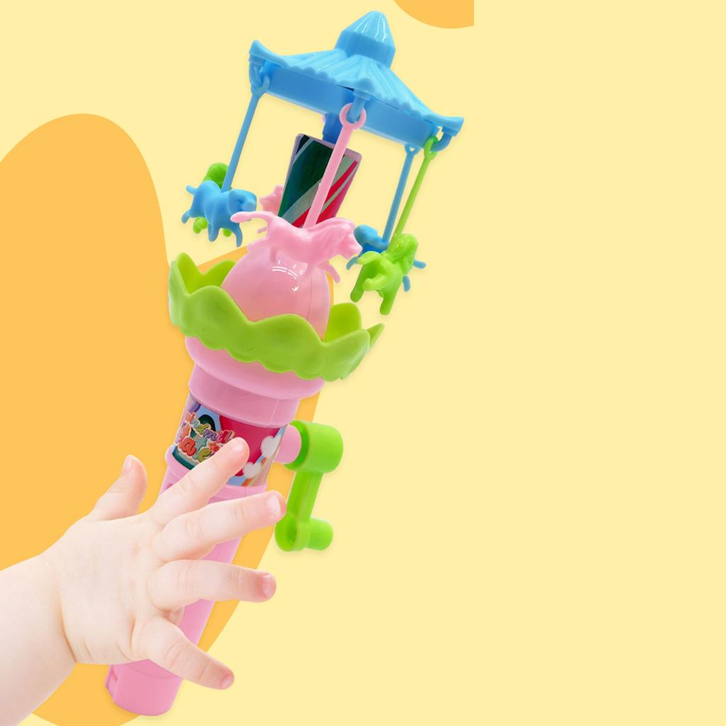 Hand Cranked Rotating Carousel Toy with LED Lights Glowing Toy (Random Color) Fun Merry-Go-Round Toy with Lights