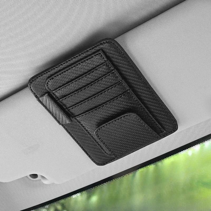 Car Sun Visor Organizer Multi-Pocket Auto Interior Accessories Pocket Organizer Car Document Storage Pouch Glasses Holder