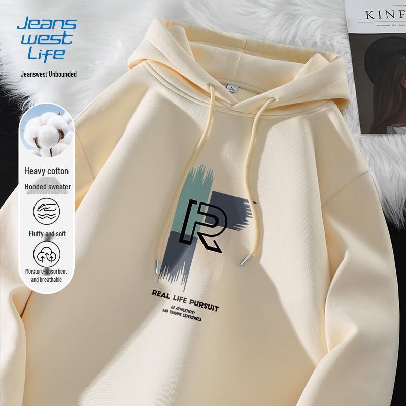 JEANSWEST LIFE Herren Schweres Baumwoll-Kapuzensweatshirt