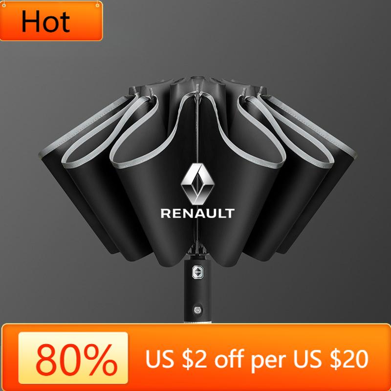 Interior Stickers For Renault RS Line Clio Megane 3 Scenic Laguna Logan Kangoo Sandero Car Fully Automatic Reflective Umbrella F nero