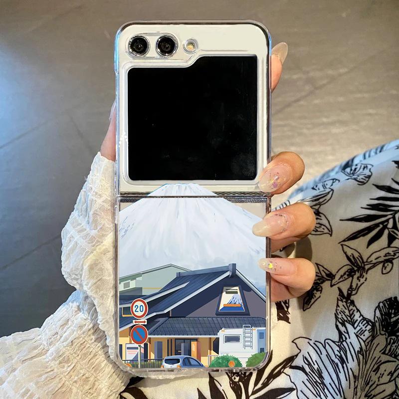 

Japan Anime Fuji Mountain Phone Case For Samsung Galaxy Z Flip 6 ZFlip 5 Hard Folding Cover for Samsung ZFlip 4 3 7 Shell Fundas Galaxy ZFlip 7