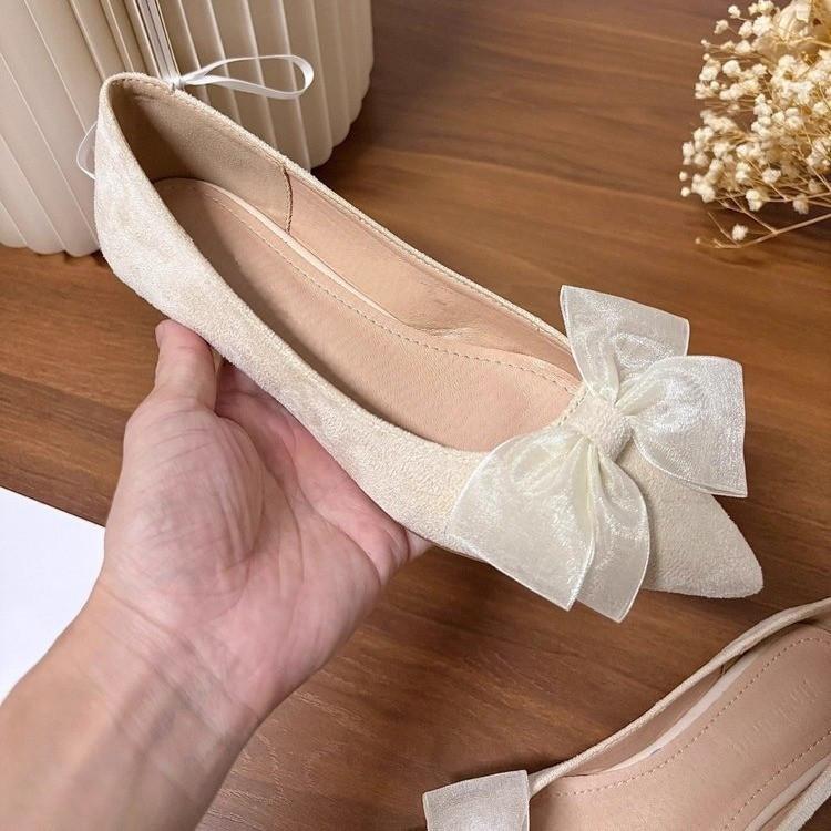 Pointed High Heels Women's Summer Girl Sweet Bow 2025 New Spring Versatile French Light Mouth Stiletto Shoes