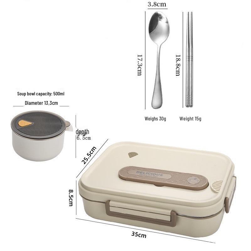 Extra Large 316 Stainless Steel Office Lunch Box with Six Compartments for Adults - Large Capacity Meal Tray