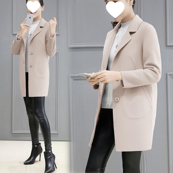 

Elegant Korean Slimming Mid-Length Woolen Coat for Women - New 2025 Autumn/Winter Style XL