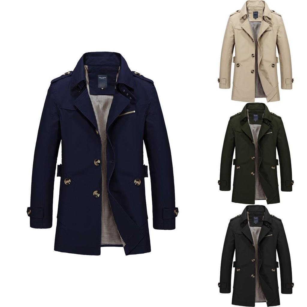Men's Winter Mid-long Jacket Stylish Casual Overcoat With Lapel Collar And Epaulet Design