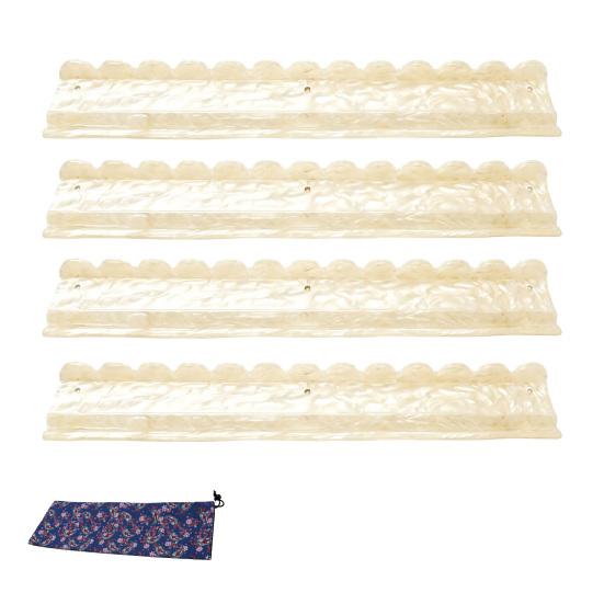 1/4Pcs Mahjong Rack with Magnetic Pusher & Storage Bag, Scalloped Acrylic Mah Jongg Tile Holder Pusher Bar, Gift for American Mahjong Players