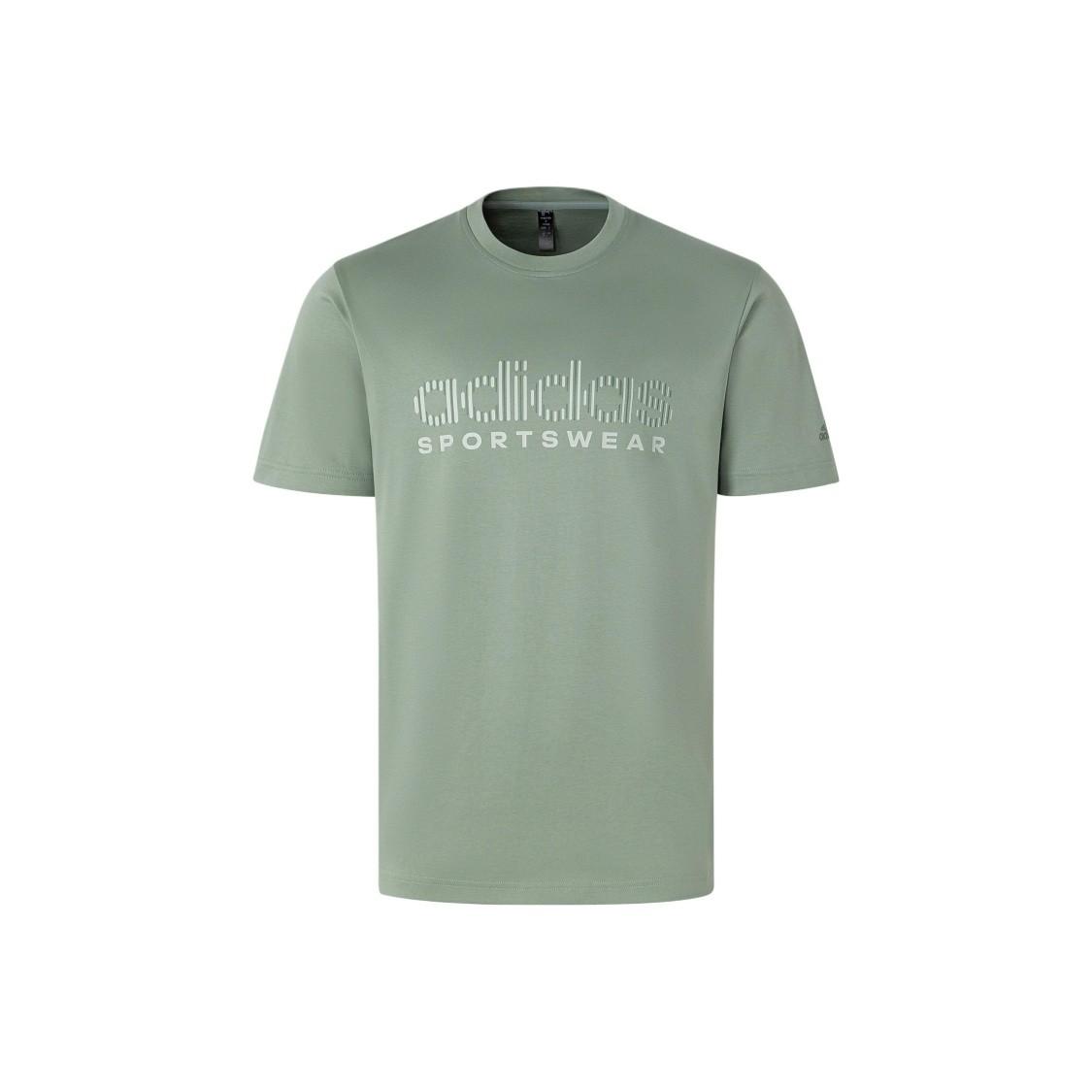 

adidas Logo Print Crew Neck Short Sleeve T-Shirt Unisex Silver Gray Green XS