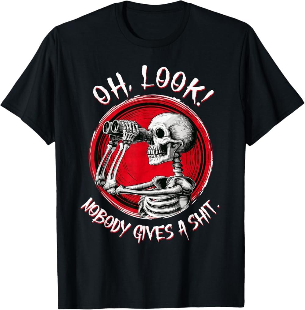 NEW LIMITED Skeleton Oh Look Nobody Gives A Sh!t Funny Halloween Costume T-Shirt S разноцветный