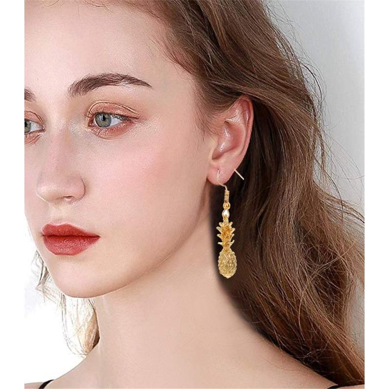 Fruit Pineapple Alloy Drop Earrings Vintage Gold Color Pendant Earrings for Women Party Charm Jewelry Accessories