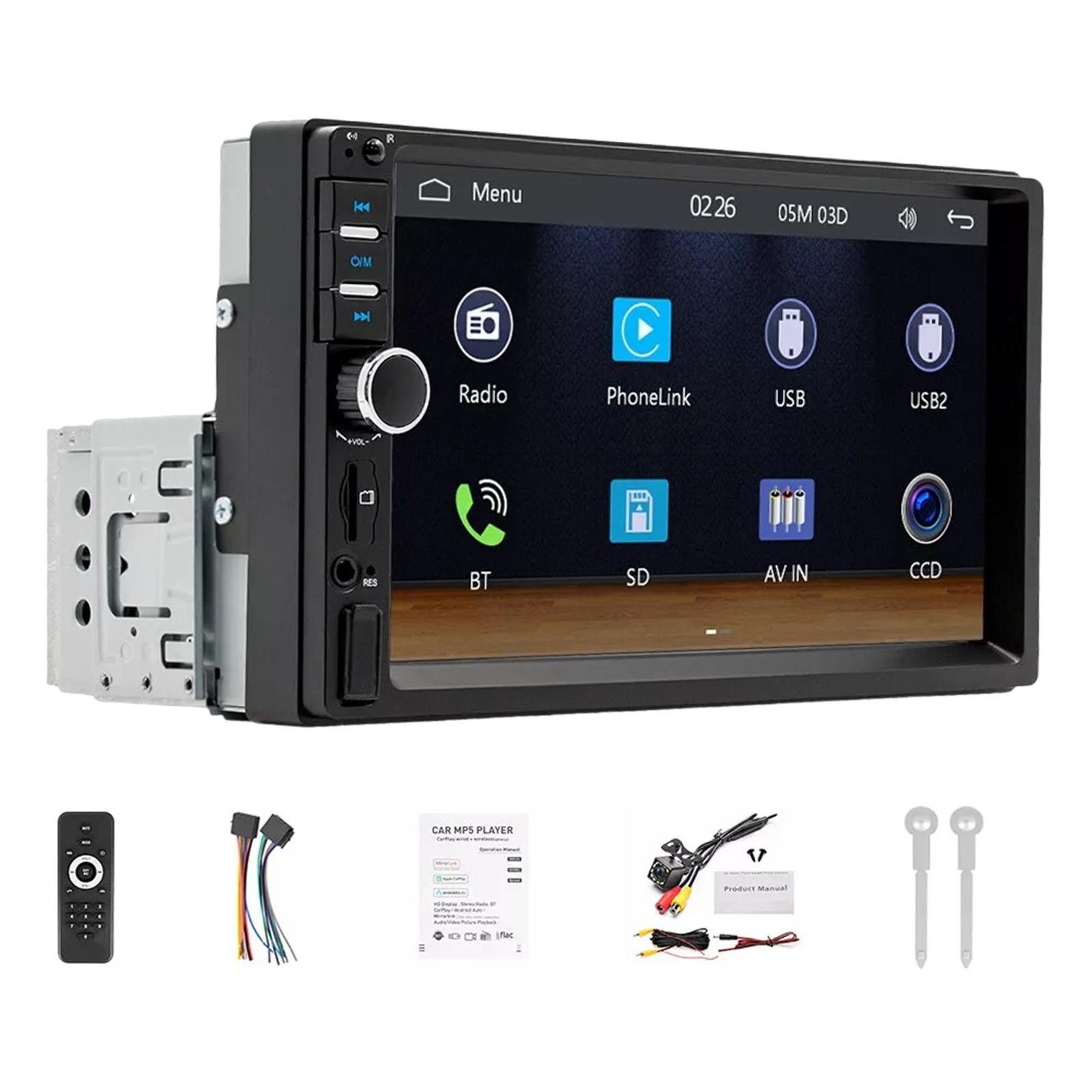 7-дюймовый автомобильный радиоприемник MP5-плеер Авто аудио USB Bluetooth FM USB Для универсального Авторадио Мультимедийный плеер 1 Din чёрный