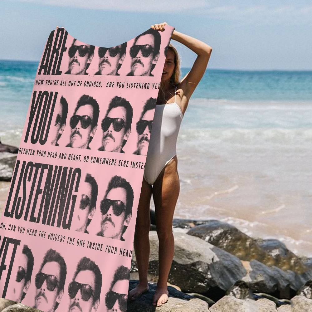 Famous Pop Singer Harris_Styles Black Microfiber Beach Towel Absorbent Quick dry Soft Swimming Resort Mountain Climbing Towel