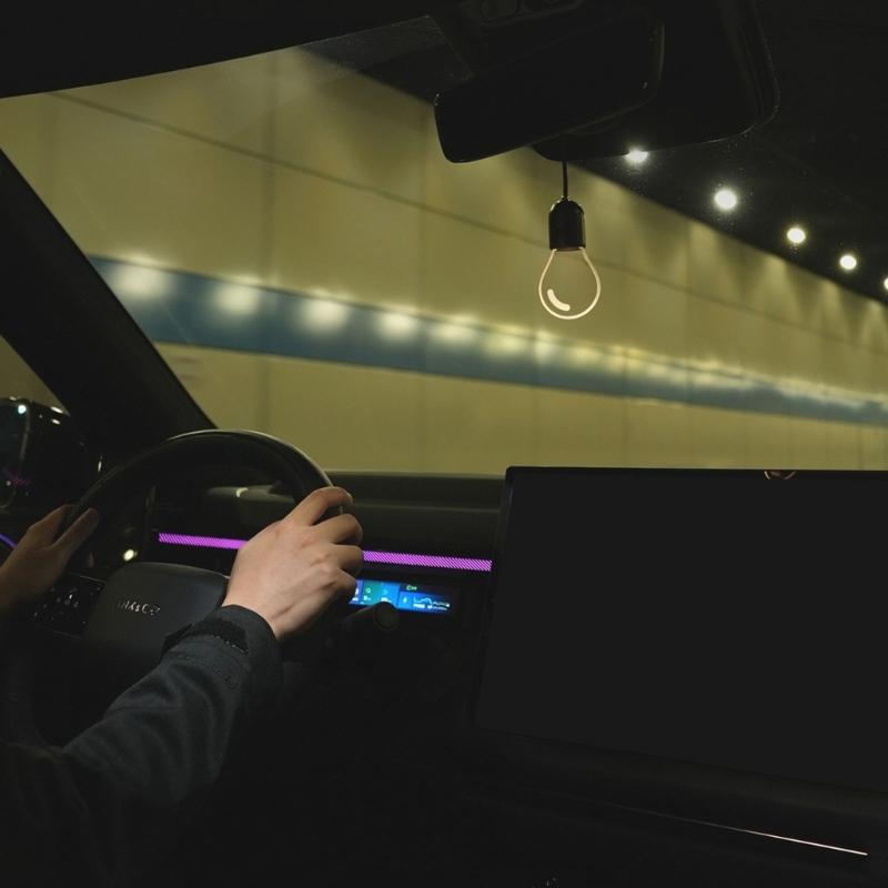 Luminescence Car Interior Pendant Light with Cool Warm Mode Car Rear View Mirror Accessories Unique Car Hanging Ornament