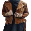 Women's American Style, Lambskin Brown Suede, Studded Jacket, With Zipper & Jacket,| Shoulder Strap, Gifts for her ,Cowgirl Jacket