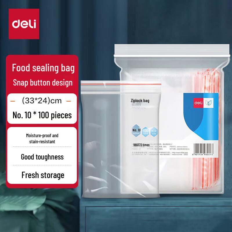 Deli PE Transparent Food Storage Self-Sealing Bags