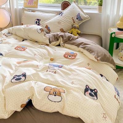Dormitory Cartoon Printing Three-piece Set, Small Fresh Bed Sheet Quilt Cover, Skin-friendly Four-piece Set