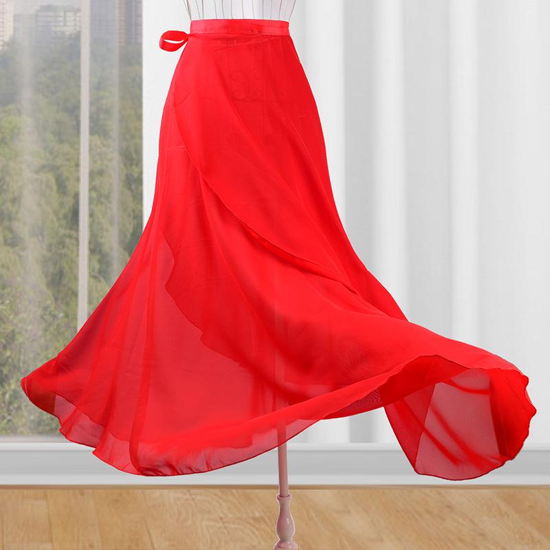 Women Wrap Dance Skirt Girls Long Dance Skirt Ballet Wrap Skirt Dance Skate Over Scarf Skirt Dancewear