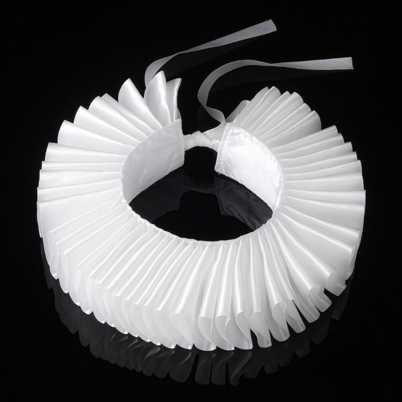 Elizabethan Ruffle Faux Collar Victorian Style Neck Ruff Shawl and Cuffs Set for Cosplay and Halloween Costume Accessory