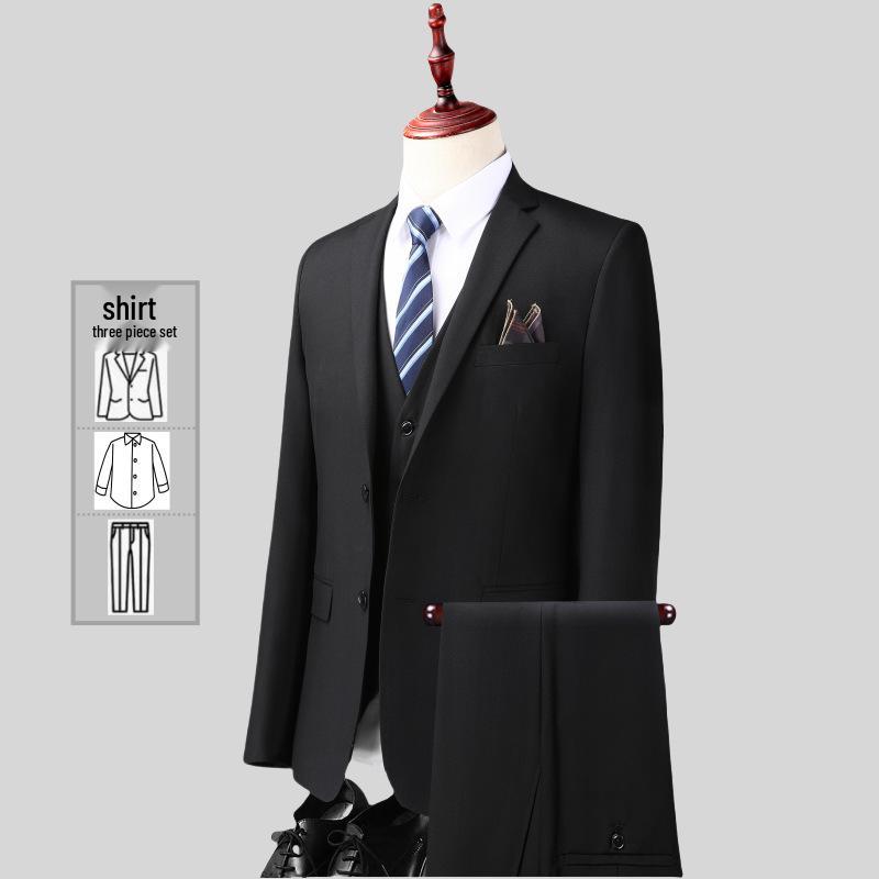 Dreiteiliger Anzug im koreanischen Stil für Herren, Slim Fit - Business-, Freizeit-, Hochzeits- oder Arbeitskleidung für Trauzeugen.