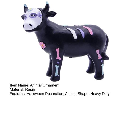 Halloween Elephant Cow Figurine Hand-painted Animal Resin Statue Sculpture Home Office Desktop Bookshelf Decoration Holiday Party Ornament