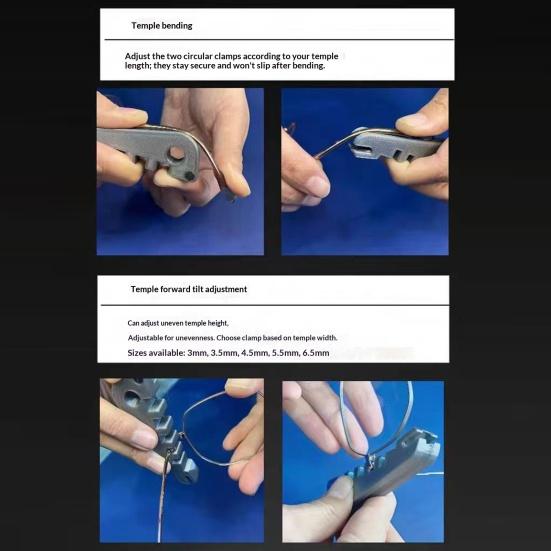 3Pcs Eyeglass Frame Adjustment Tools Eyeglass Curvature Adjuster Temple Arm Nose Pad Adjuster Professional Optician Tools for DIY Glasses Repair