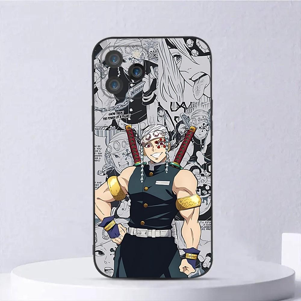 Anime Tengen Uzui Phone Case For iPhone 16,15,14,13,12,11,Plus,Pro Max,XS,X,E,SE,Mini Soft Silicone Black Cover