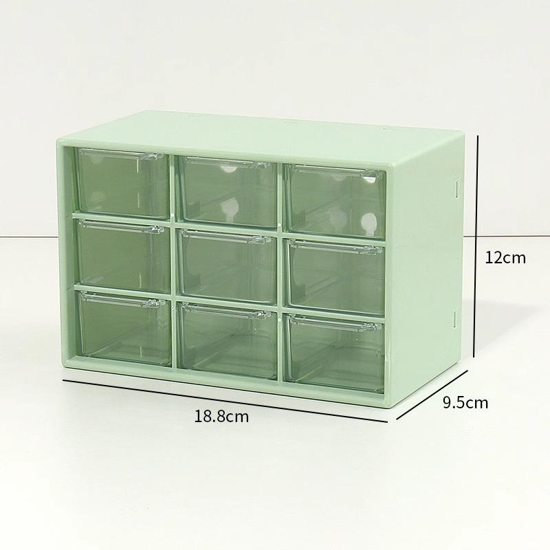 Japanese Solid Color 9-Grid Mini Drawer Storage & Organizer Box