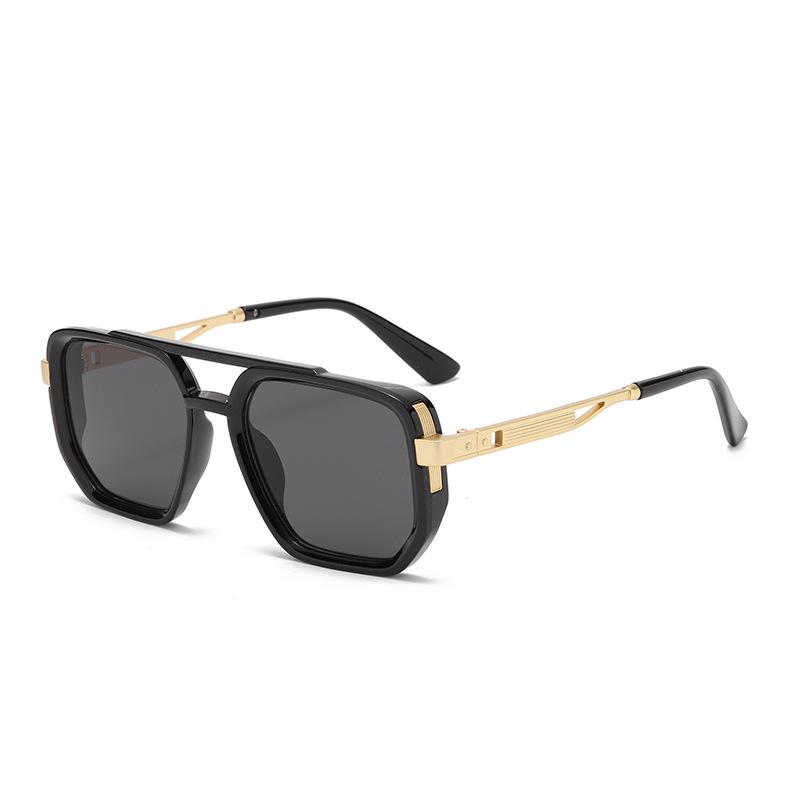 2026 Retro Double Bridge Square Pilot Sunglasses - European & American Fashion Street Style