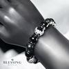 [BLESSING M'style] Natural Stone Power Stone Bracelet, Four Gods Bracelet, Morion, Matte Onyx, Silver-Engraved Onyx, Includes Luxury Suede Drawstring