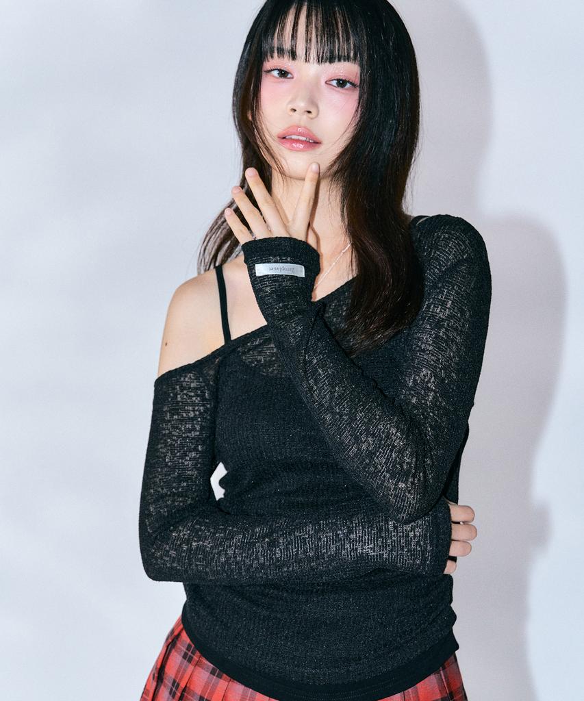 ZEROPLANET Sherry Layered Knit [Black]