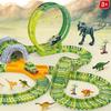 Dinosaurier-Thema Kunststoff-Rennbahn-Set Biegsame Rennstrecke mit Elektronischem Auto Lernspielzeug für Kinder