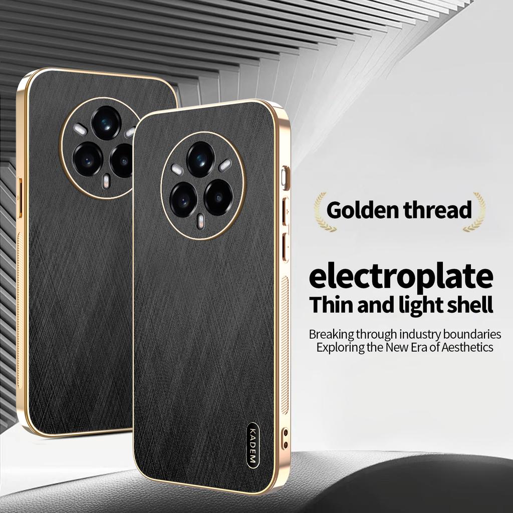 KADEM For Realme 14 Pro 5G Case Electroplating Silk Texture PU+TPU Phone Back Cover