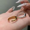 Medieval Style Pillow-Shaped Star Yellow Diamond Ring Women'S Niche Design Light-Sensitive Surface Octagram Ring Opening Ins Temperament