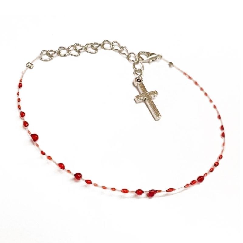 Винтажная Мода Индивидуальность Красная Капля Крови Браслет Хип-Хоп Панк Крест Открытый Браслет Банкет Ювелирные Изделия Аксессуары