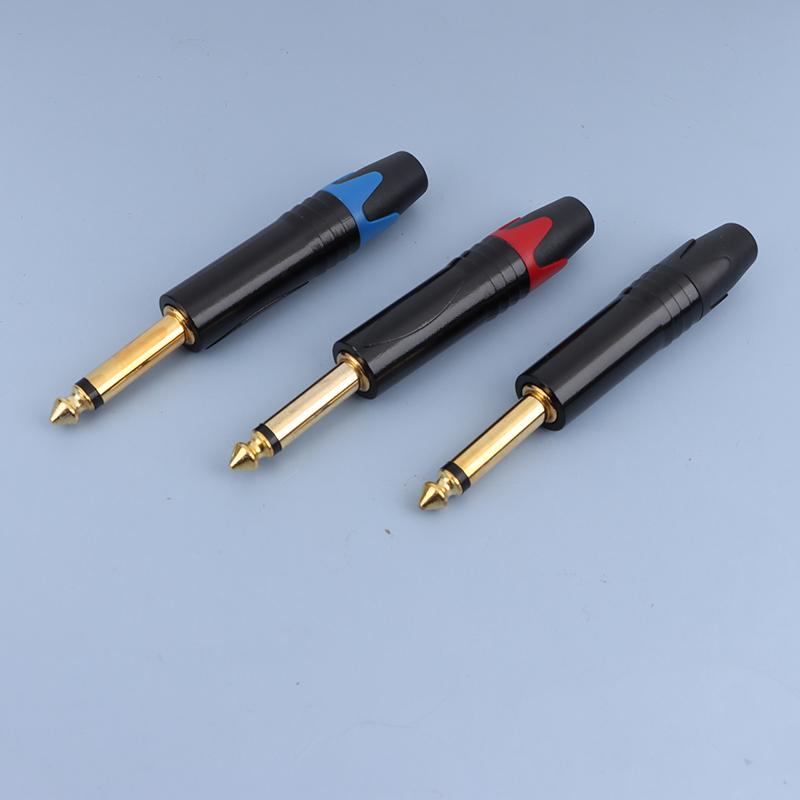 6.35 Mm Gold-Plated Microphone Audio Plug Mute Plug Connector Jack Mono Assembly Microphone Connector Mono Plug